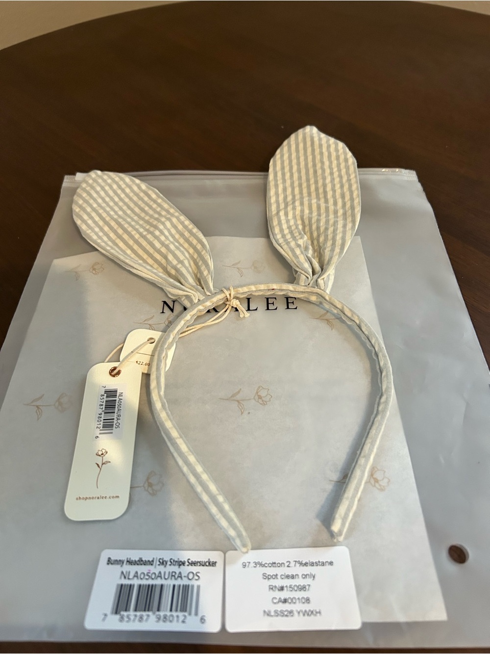 Nora Lee Kids Sky-Stripe Seersucker Bunny Headband
